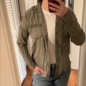 Express Sage Green Boyfriend Shirt